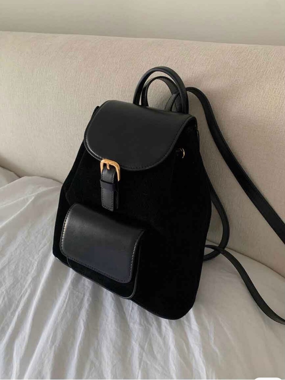 W Concept (you a use) Black Suede Mini Backpack